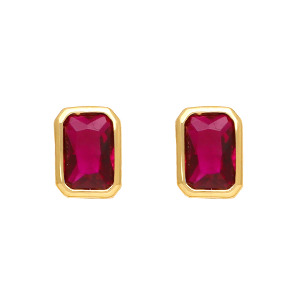Venta al por mayor Color Baguette Zircon Pendientes de cobre